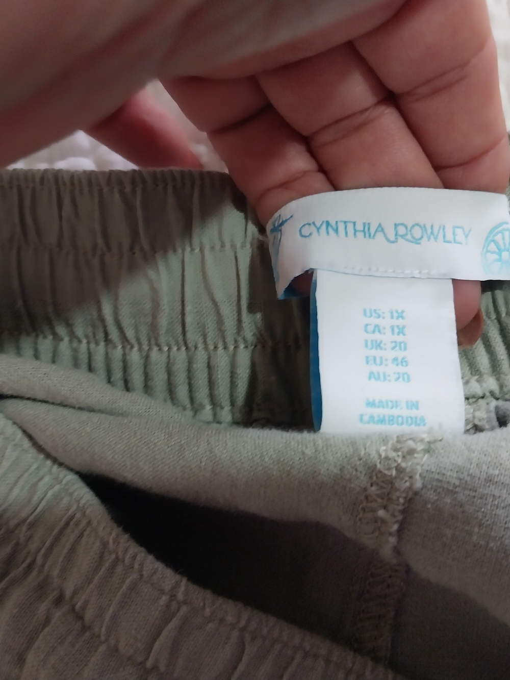 Cinthia Rowley Linen Relaxed Straight-Leg Drawstring Pants in Sage Green 1x - Picture 11 of 11